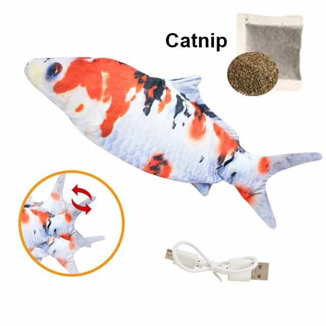 Cat Toy Fish USB Electric Charging Simulation Fish Catnip Cat Pet Chew Bite Interactive Cat Toys Dropshiping Floppy Wagging Fish 