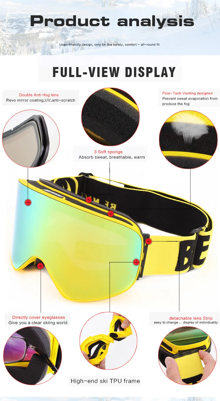 Мужские лыжные очки UV400 Анти-туман двухслойная маска для катания на лыжах очки женские сноуборд скейтинг ветрозащитные солнцезащитные очки лыжные очки