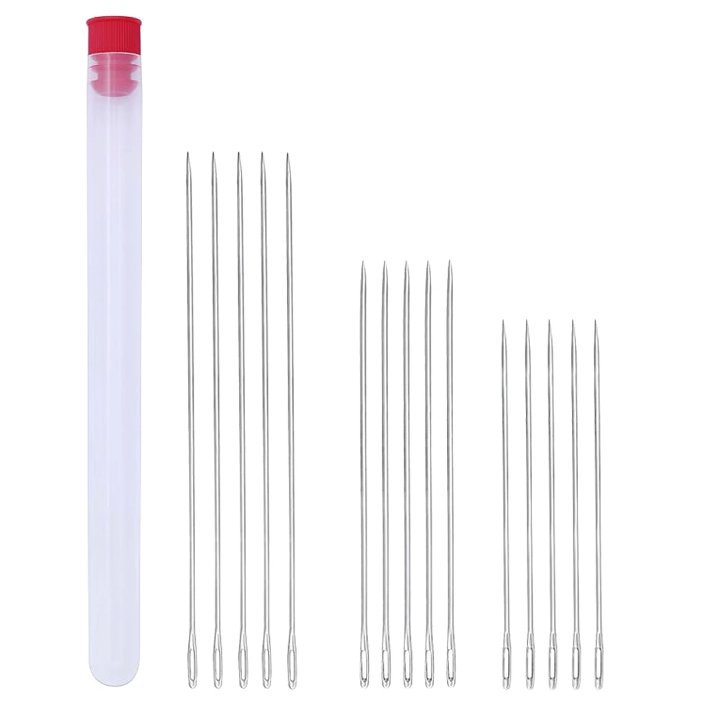 15Pcs 3 Sizes Large Eye Needles Extra Long Hand Sewing Quilting Embroidery Tools