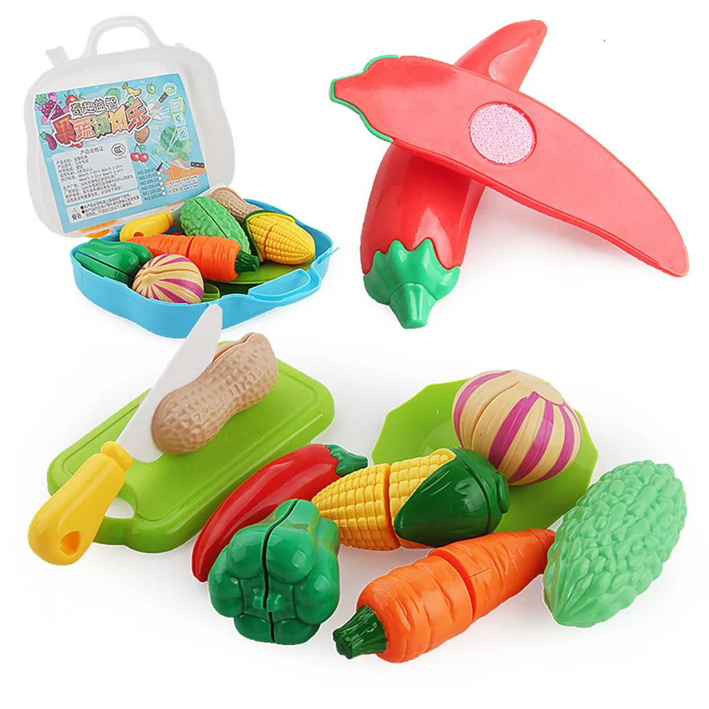 Детская ролевая игра Пластик Кухня фрукты овощи резка игрушки из мультфильмов комплект Классический обучающий воображаемый игрушка подарок для игры M840