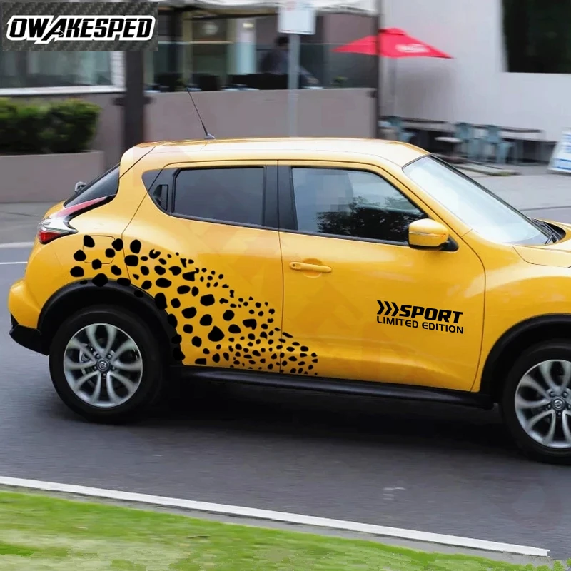 1set Both Side Leopard Print Graphics Decor Stickers For-Nissan JUKE NISMO Car Body Vinyl Decals Auto Door Accessories (3)