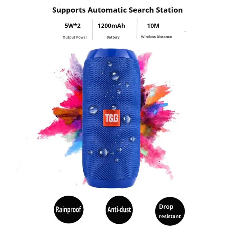 

Bluetooth Speaker Column Bluetooth Caixa de som Portable Shower Speaker Subwoofer Waterproof TG117 Music Center with FM Radio TF
