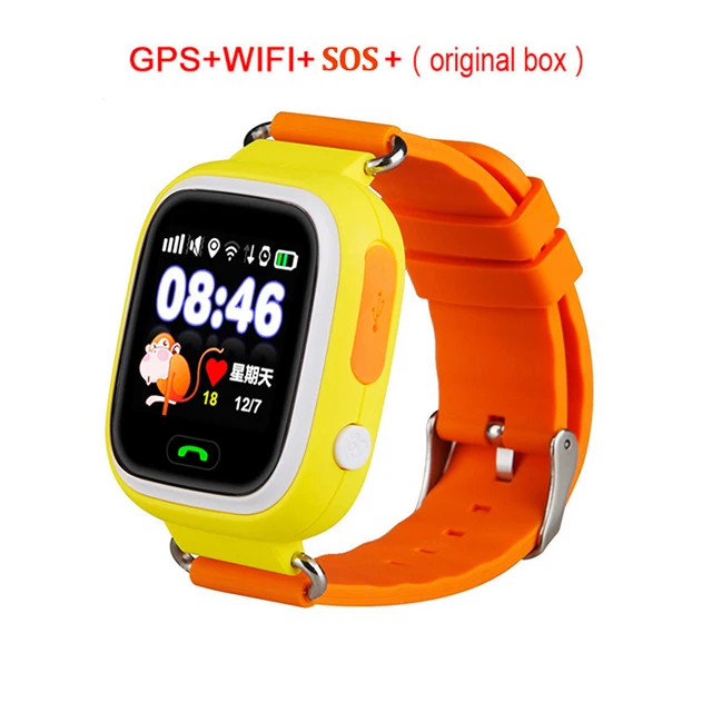 Orange Q90 Детские умные часы gps телефон положение часы для детей 1,22 дюймов цветной сенсорный экран SOS детские умные часы PK Q80 Q50 - Цвет: Orange