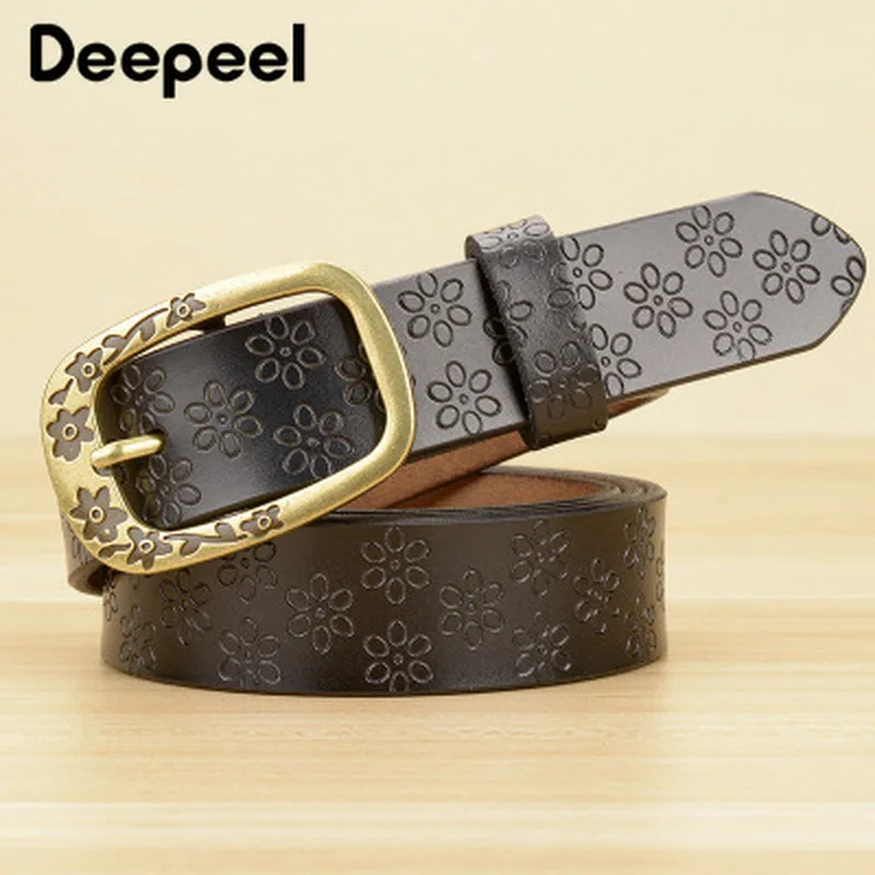 Deepeel 1 шт. 2,8X105/110/115 см высокого качества во-вторых Слои тиснение из коровьей кожи женский пояс из кожи Модные джинсы аксессуары YB220