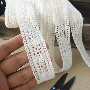 

5yards/lot Off White Cotton Embroidered Plum Floral Lace Material Small Wide Trims Beautiful Flower X716
