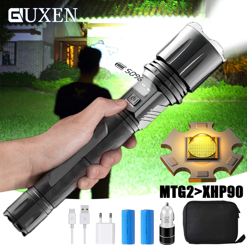 

Brighter Upgrade MTG2 LED Flashlight Tactical Torch USB Input&Output Function Waterproof Zoom Hunting Light for Outdoor Lighting