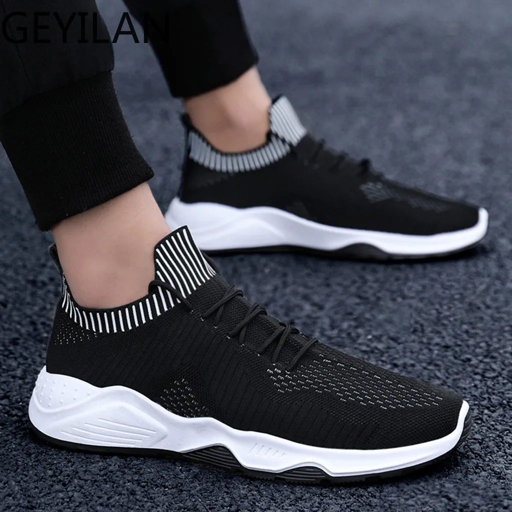 

2019 new Casual shoes men summer Men's Fashion Solid Breathable Lace Up Lightweight Sport Running Shoes Casual Sneakers#G4