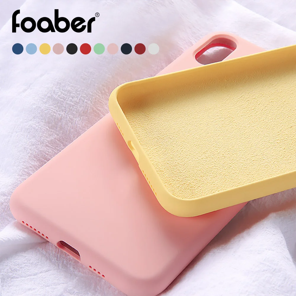 

Phone Cases For iPhone 7 8 6s Plus Liquid Silicone Original Soft TPU Cover For iPhone Xs Max Xr X 11 Pro Case Shockproof Foaber