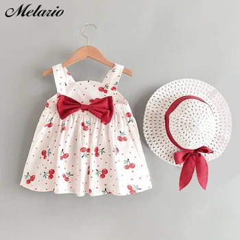 

Melario Girls Dress 2020 Summer Newborn Cute Print Princess Dresses for Girl Kids Dress With Hat Infant Clothing