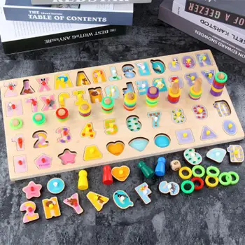 

2019 Hot Selling Wooden Math Board Learning To Count Geometric Shape Cognition Matching Infant Early Education Aids Math Toys