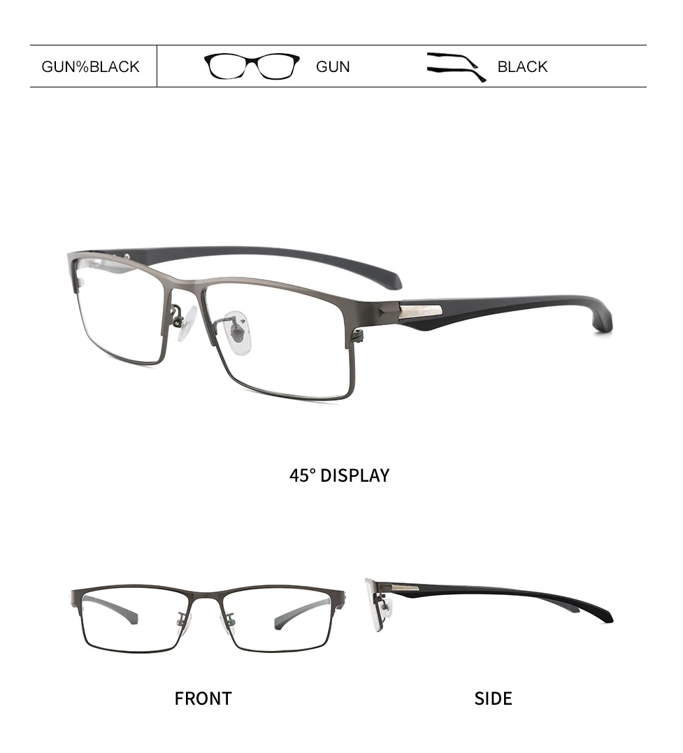 Men Myopia Glasses Frames Half&Full Male Eyeglasses Frame Fashion Metal Eyewear TR90 legs Prescription Optical Grade Glasses