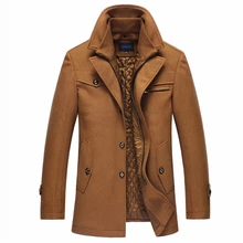 Мужское длинное пальто, толстое шерстяное пальто, зимнее теплое мужское шерстяное пальто, Повседневная Толстая ветровка