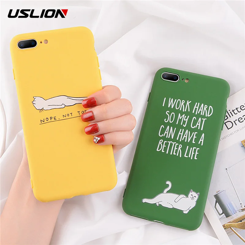 Чехлы USLION для iPhone X XS XR Xs Max 6 6s 7 8 Plus 5 SE мягкий силиконовый чехол из ТПУ с надписью |