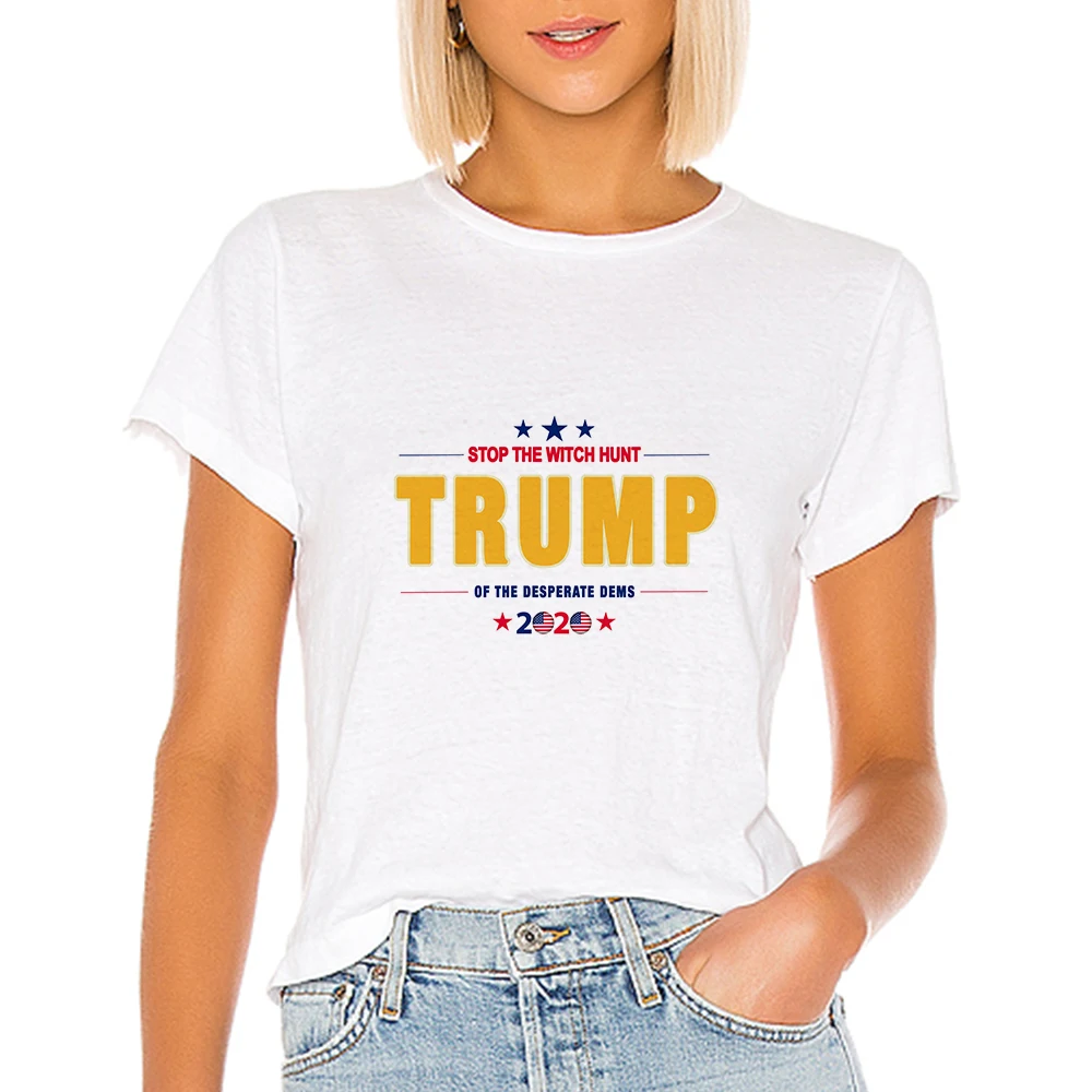 

Stop The Witch Hunt Top Tee Vintage USA TRUMP T shirt Graphic Women Harajuku Fashion Tshirt ropa mujer Spring Summer T-shirts