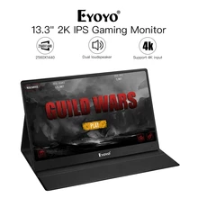 Eyoyo EM13J 13,3 дюймов Портативный монитор 2560X1440 QHD ips Дисплей компьютер светодиодный для контроля уровня сахара в крови с кожа чехол для PS4 Xbox геймпад для мобильного телефона