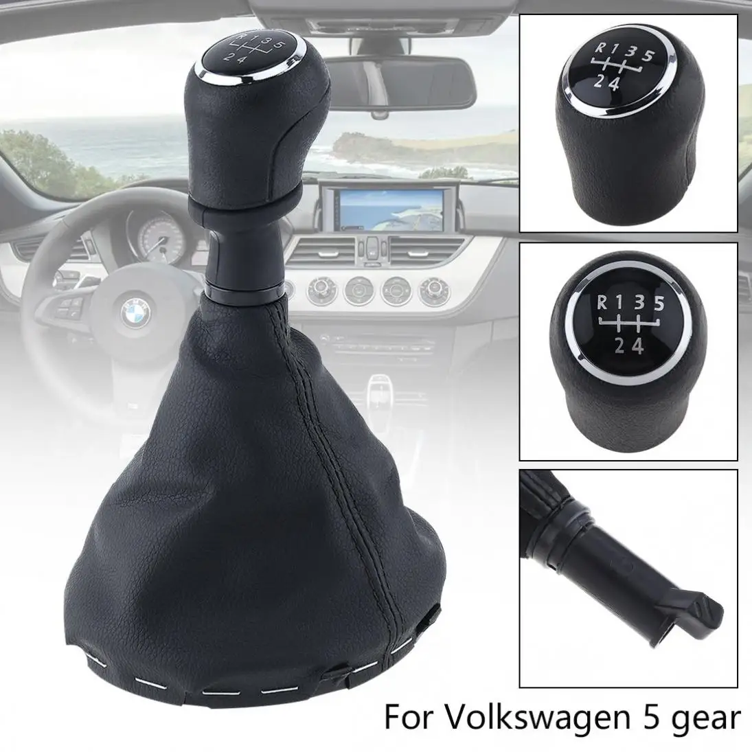 

5 Speed Car Manual Gear Shift Knob With Dust Cover / Spring / Screw for Volkswagen T5 T5.1 T6 2003 2005-2015 / 5 Gear Models