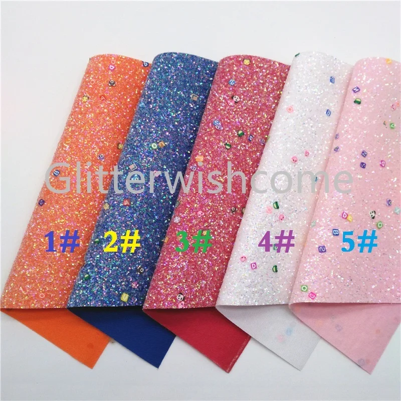 Glitterwishcome 21X29 см, размер А4, плотная блестящая кожа с мультяшными животными, Искусственная ткань из искусственной кожи, винил для бантов, GM715A