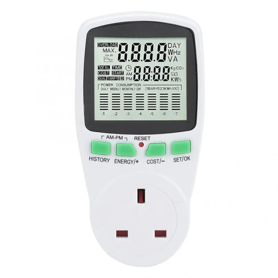 Multifunction Power Meter Energy Saving Monitor Voltage Electric Socket Analyzer EU/US/UK Plug 200-250V Household socket