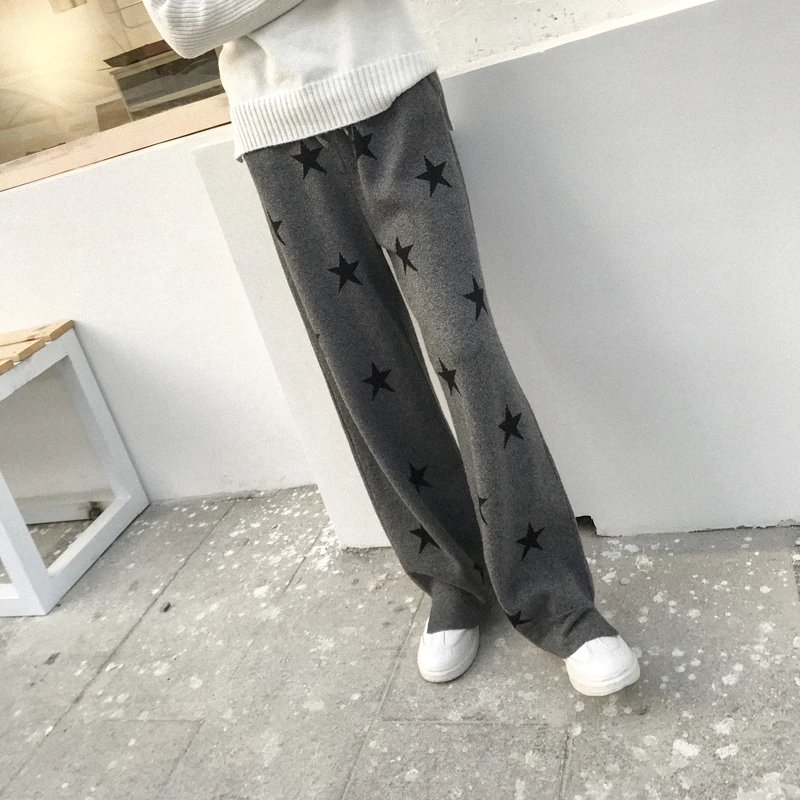 2019 Tijd beperkte Limited Pantalon Mujer Vadim Vrouwen Kasjmier Broek vijfpuntige Ster Persoonlijkheid Ongedwongen Losse Gebreide Brede been 2019 Tijd beperkte Limited Pantalon Mujer Vadim Vrouwen Kasjmier Broek vijfpuntige Ster Persoonlijkheid Ongedwongen Losse Gebreide Brede been