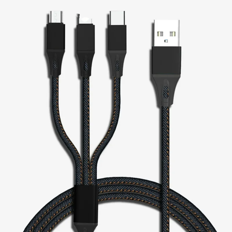 3 в 1 USB кабель 3A зарядный кабель type-C Micro USB 8 PIN для iphone 8 Plus samsung Redmi Note 8 кабель для зарядки телефона 1,2 м шнур