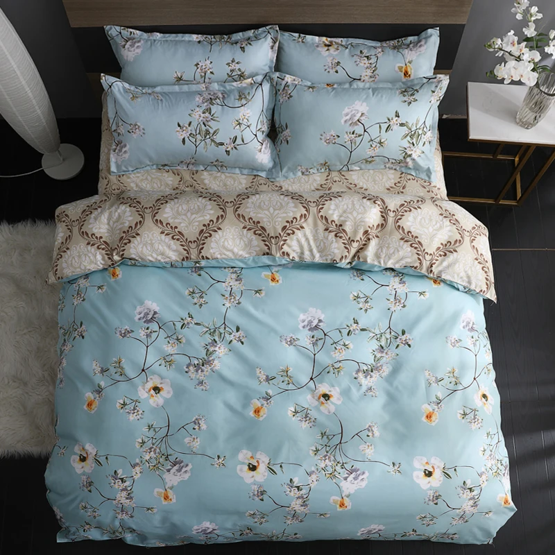 

Bedding Set Fruit Leaves Flower Pattern 3/4pcs Comforter Duvet Cover Sets Soft Bed Linen Flat Sheet Pillowcase 5size Bedclothes