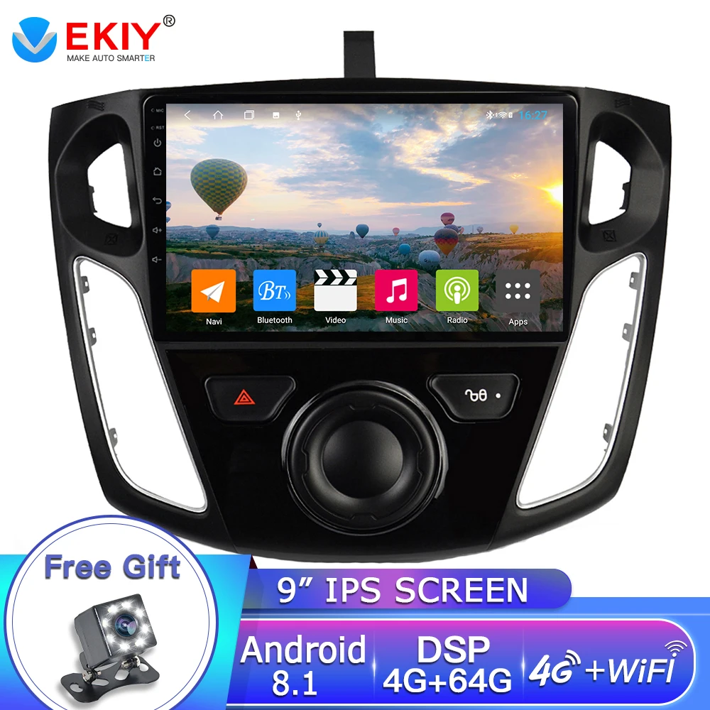 

EKIY 9'' 2 DIN IPS Car Radio For Ford Focus 3 2012-2015 Car Radio Multimedia Video Player Navigation GPS Android 8.1 4G+64G DVD