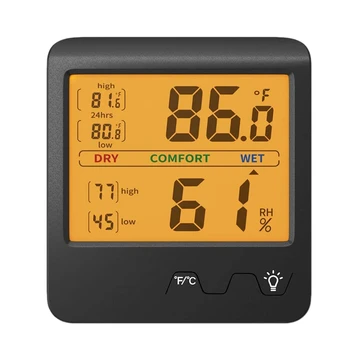 

Room Thermometer Humidity Gauge Indoor Hygrometer for Home Digital Thermometer and Humidity Monitor with Backlight,Black