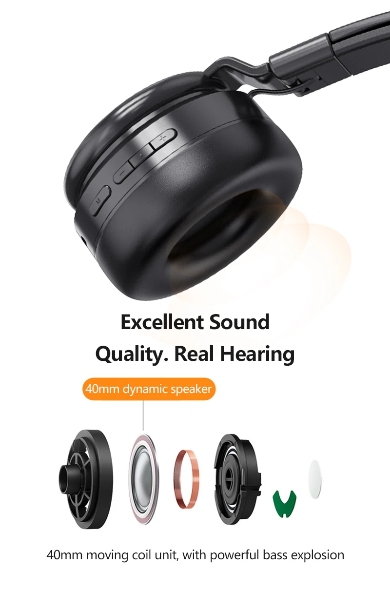 HIFI stereo earphones bluetooth headphone music headset support SD card and FM with mic for mobile xiaomi iphone sumsamg tablet