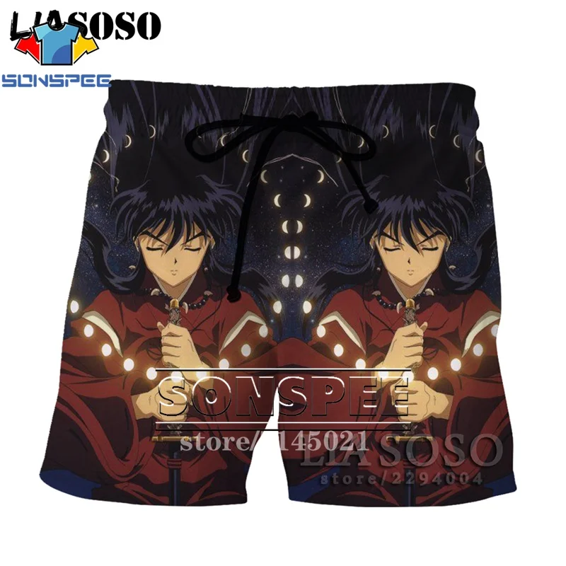 Серебристый SONSPEE, 3D принт, аниме, Inuyasha, мужские, женские, дышащие, пляжные шорты, летние, для фитнеса, штаны, повседневный стиль, качественная спортивная одежда, D05 - Цвет: Серебристый