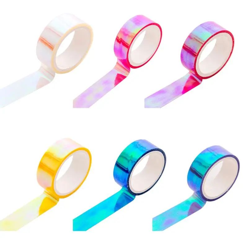 

Glitter Rainbow Laser Washi Tape Stationery Scrapbooking Decorative Adhesive Tapes DIY Masking Tape R9JB