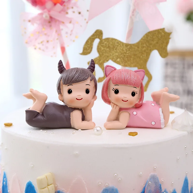 Baking cake decoration ornaments Prince Princess character home resin craft Children's birthday gift | Дом и сад