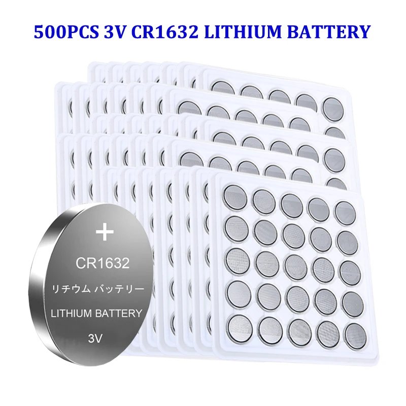 500pcs Cr1632 Cr 1632 3v Button Battery Car Toy Lithium Li Ion Battery