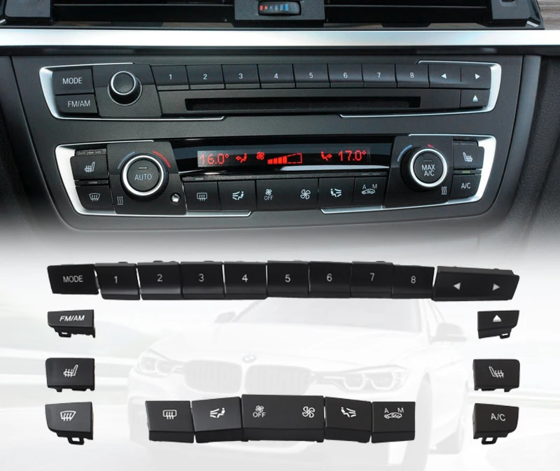 For BMW 3 series F35 318 Air conditioner button Audio CD Digital Seat heating switch Knob cover