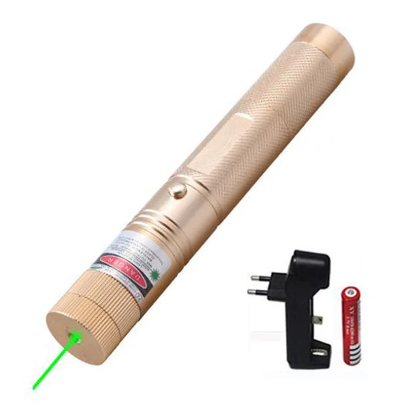 Высокомощная лазерная указка лазерный прицел 303 ручка регулируемый фокус 10000 м зеленый лазерный прицел для сжигания петарды и спичек - Цвет: B-Glod