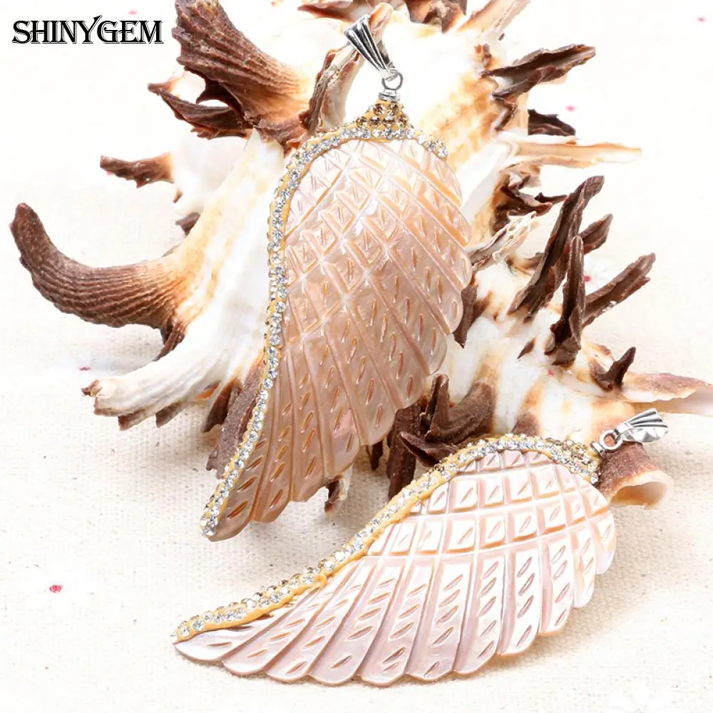 ShinyGem натуральный Абалон ракушка подвески крылья в винтажном классическом
