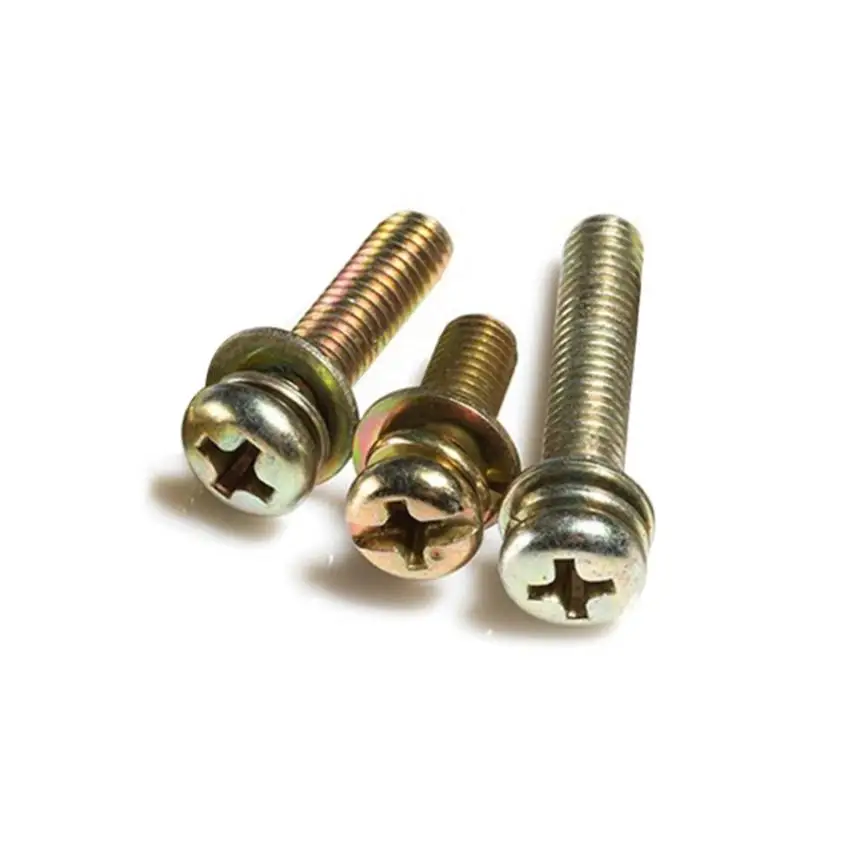 

4.8 M6 Cross Recessed Pan Head Screws,Single Coil Spring Lock Washer And Plain Washers Assemblies GB9074.4