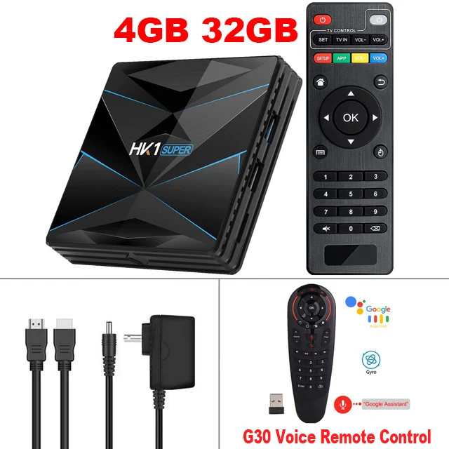 4G32G-G30 Voice RC HK1 супер ТВ приставка Android 9,0 RK3318 Четырехъядерный 4 Гб 128 ГБ телеприставка 2,4G/5G двойной WiFi USB3.0 BT4.0 4K умный медиаплеер - Цвет: 4G32G-G30 Voice RC
