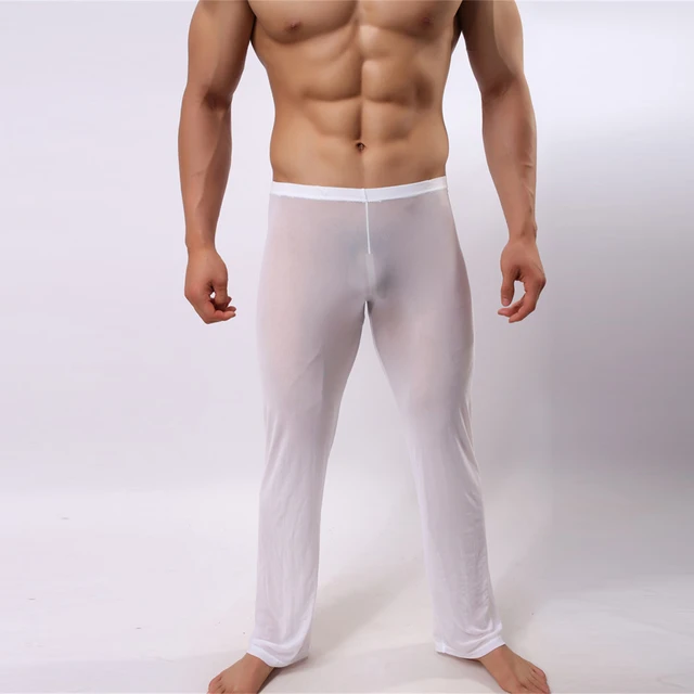 Men Sleep Lounge Sexy Mesh Pants For Men Solid Mens Bottoms Sheer
