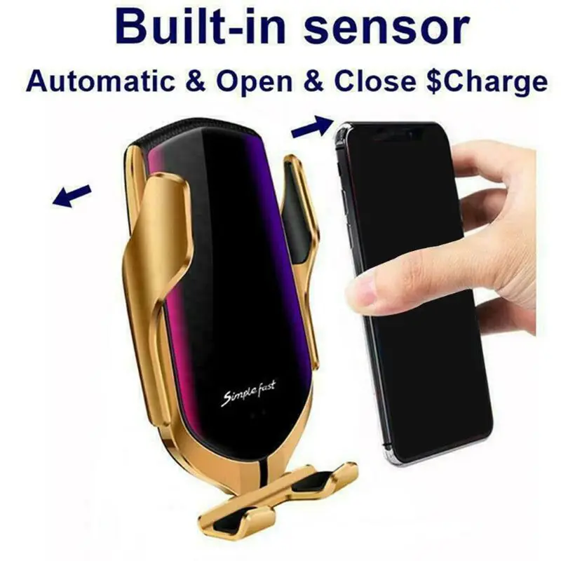 R1 Automatic Clamping 10W Car Wireless Charger For iPhone Xs Huawei LG Infrared Induction Qi Wireless Charger Car Phone Holder