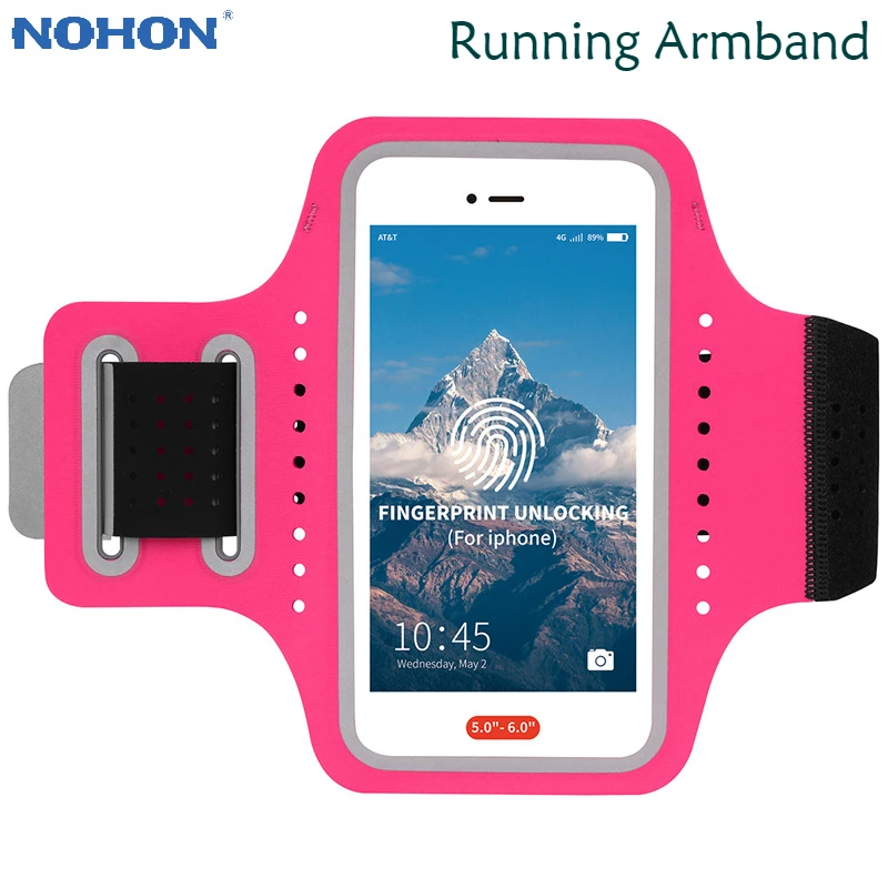 

Nohon Armband Phone Bag for iPhone 11 Pro X XS XR 8 7 6 Fingerprint Touch Key Pouch Holder Adjustable Gym Running Sport Arm Band