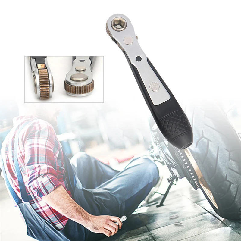 

1/4 Single Head 36-Tooth 2-Way Socket Ratchet Wrench Hex Bit Screwdriver