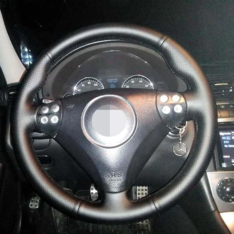 DIY черный мягкий чехол рулевого колеса автомобиля из искусственной кожи для Mercedes