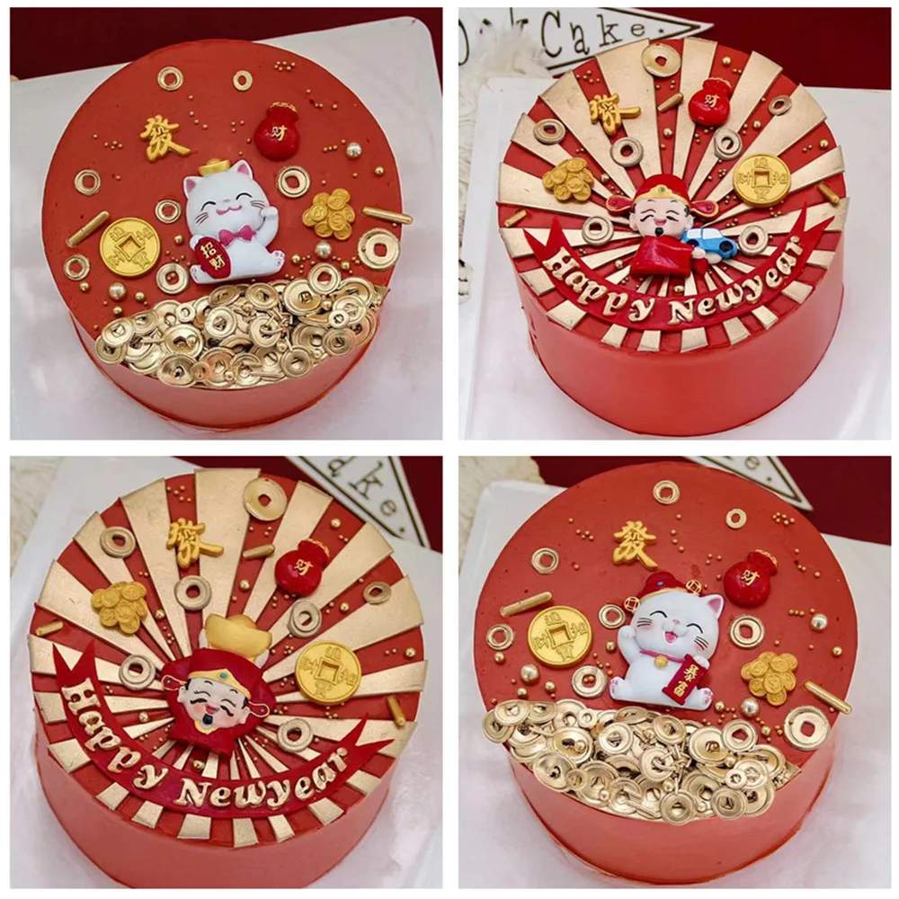 5 предметов новый год Весенний фестиваль яркий Кот Бог искусственных кукол