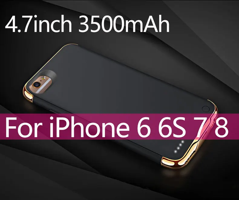 Чехол для внешнего зарядного устройства 3500 мАч для iPhone 6, 6 S, 7, 8, 4000 мАч, портативный внешний аккумулятор, чехол для зарядки для iPhone 6 P, 7 P, 8 P, 6S Plus - Цвет: 4.7 Black
