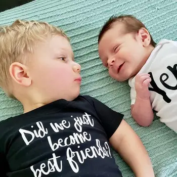

1pcs Did We Just Become Best Friends Yep! Matching Best Friend Tshirt Brother Tshirt Baby Bodysuit Summer Twin BFF Tops Clothes