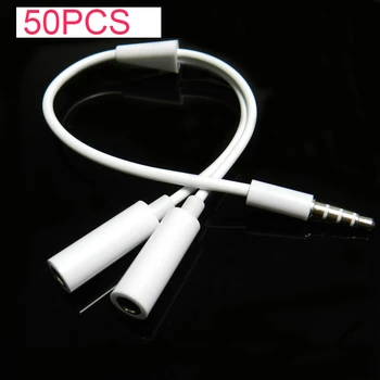 

50PCS Universal 3.5mm 1 Male to 2 Female Audio Headphone Splitter Adapter For Phone Extension Cable Earphone Accessories