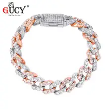 Gucy замок застежка 14 мм тяжелые Iced Out кубинские цепи BraceletCubic цирконовое колечко для мужчин хип хоп ювелирные изделия для мужчин подарок