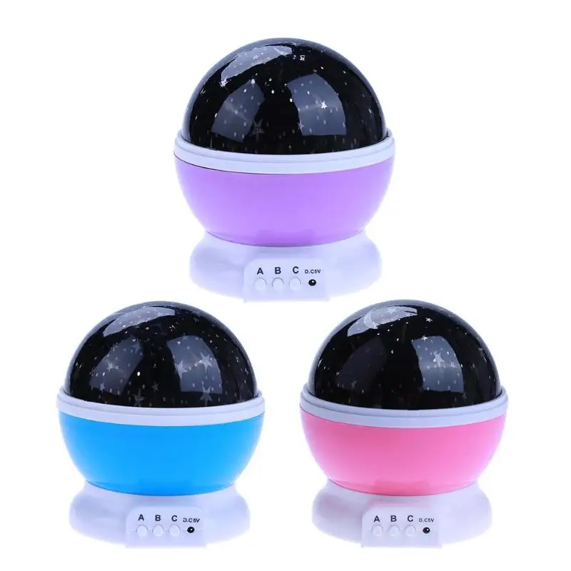  LED Night Light Projector Star Moon Sky Rotating Battery Operated Bedside Lamp For Children Kids Ba - 4000231842225