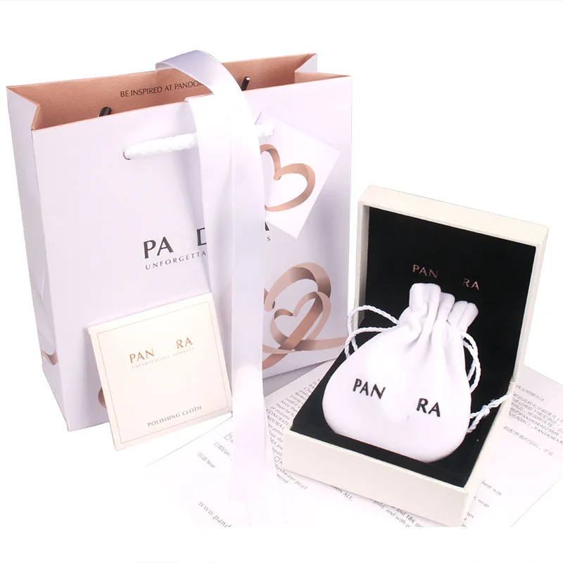 Модный комплект из 5 предметов Pandoras ювелирные коробки мешочек из фланелета для подарка браслет браслеты кольца ожерелье серьги гвоздики коробка набор