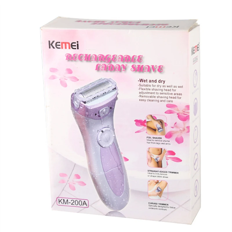 Моющийся женский эпилятор, триммер для волос, Kemei, для женщин, электрическая перезаряжаемая бритва для бритья, устройство для удаления шерсти